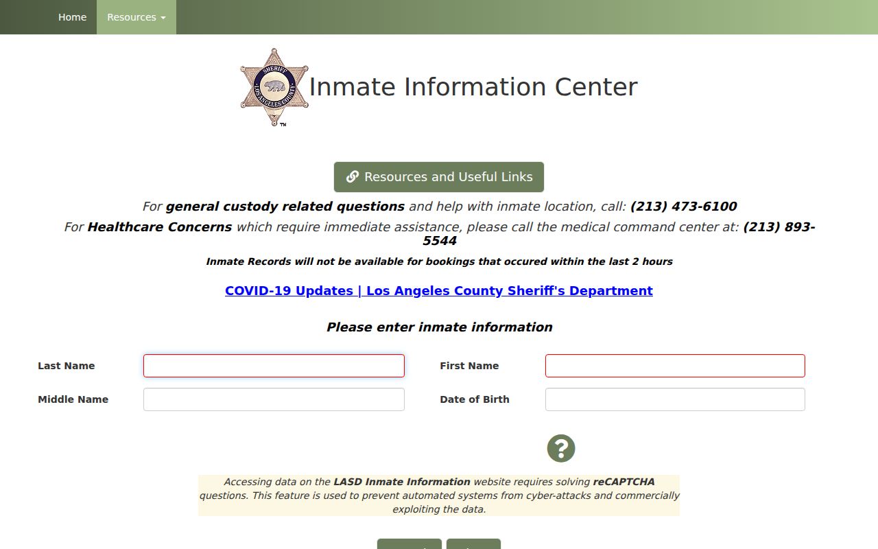 La Puente neighbors Los Angeles County inmate information search