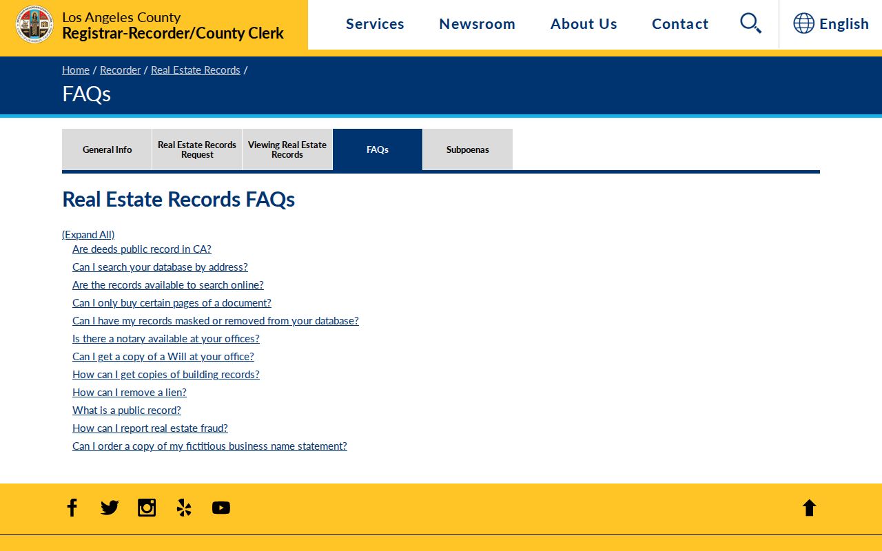 La Puente previous residents Los Angeles County recorder search rules