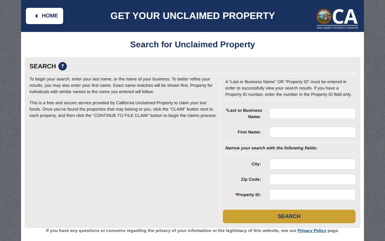 La Puente resident lookup California unclaimed property search