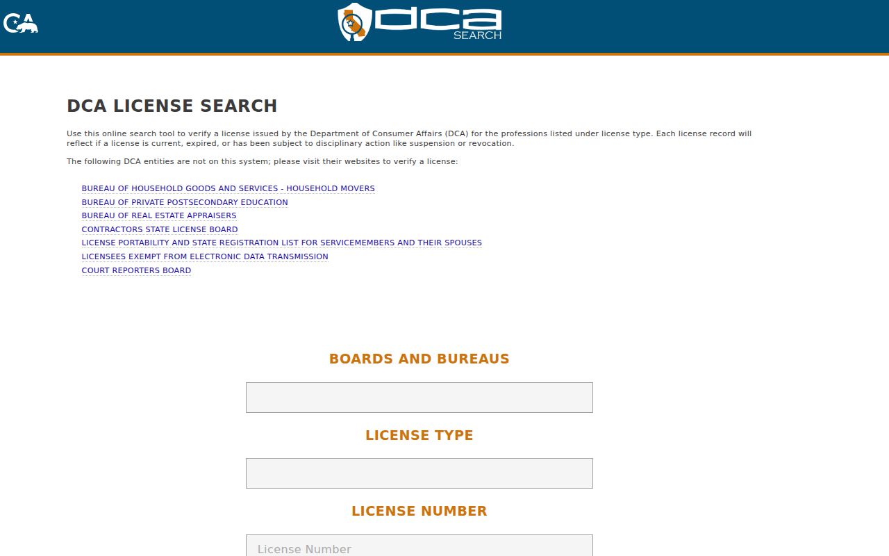 La Puente resident lookup California professional license search