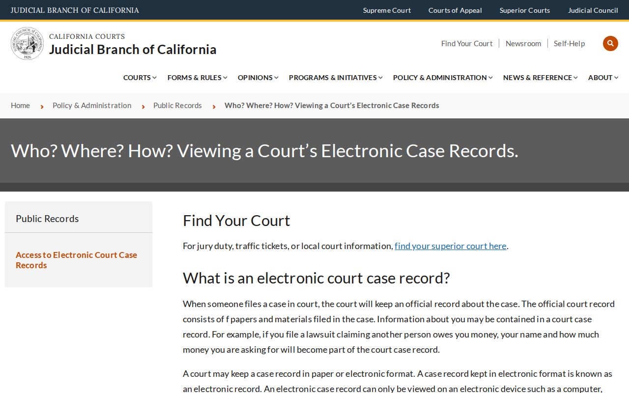 La Puente resident lookup California court record access